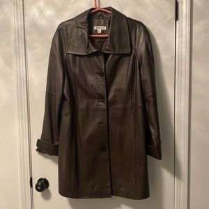 Coldwater Creek 100% Brown Leather Jacket Size Large